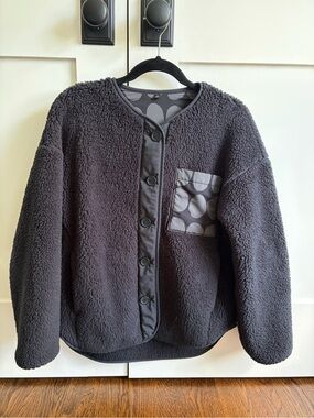 Uniqlo x Marimekko black fleece button jacket small